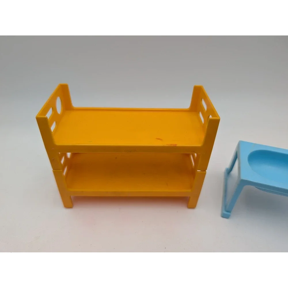 Fisher Price Dollhouse Furniture Yellow Bunk Beds Blue Sink Set Vintage